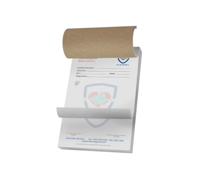 Recetarios médicos personalizados con tapa kraft y hojas prepicadas