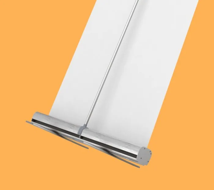 Detalle de estructura de aluminio de un sistema Roller Up