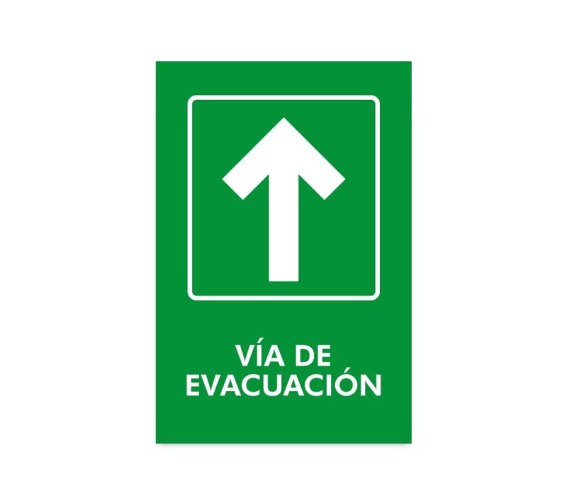 Vía de evacuación flecha arriba señaletica