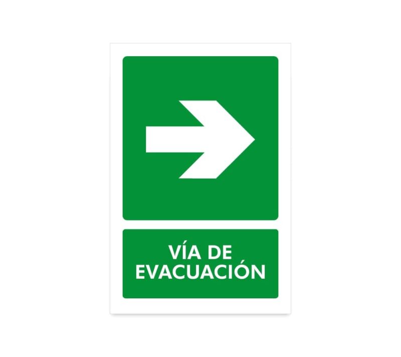 Vía de evacuación flecha derecha señaletica