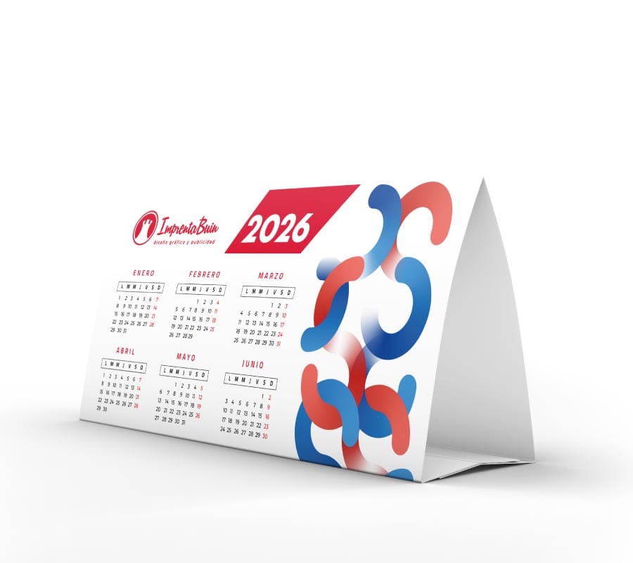 Calendarios de escritorio 2026 a precio promocional, producción mínima desde 1.000 unidades.”