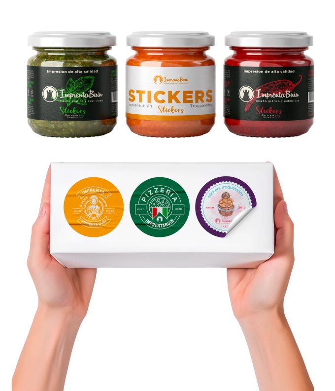 Impresión de stickers adhesivos personalizados a color para productos y packaging
