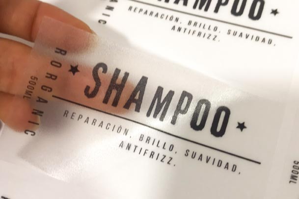 Stickers transparentes para frascos envases y productos
