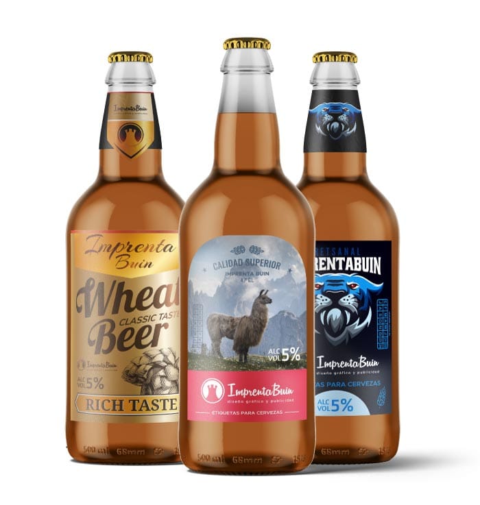 Stickers para botella cerveza full color impresos en PVC adhesivo