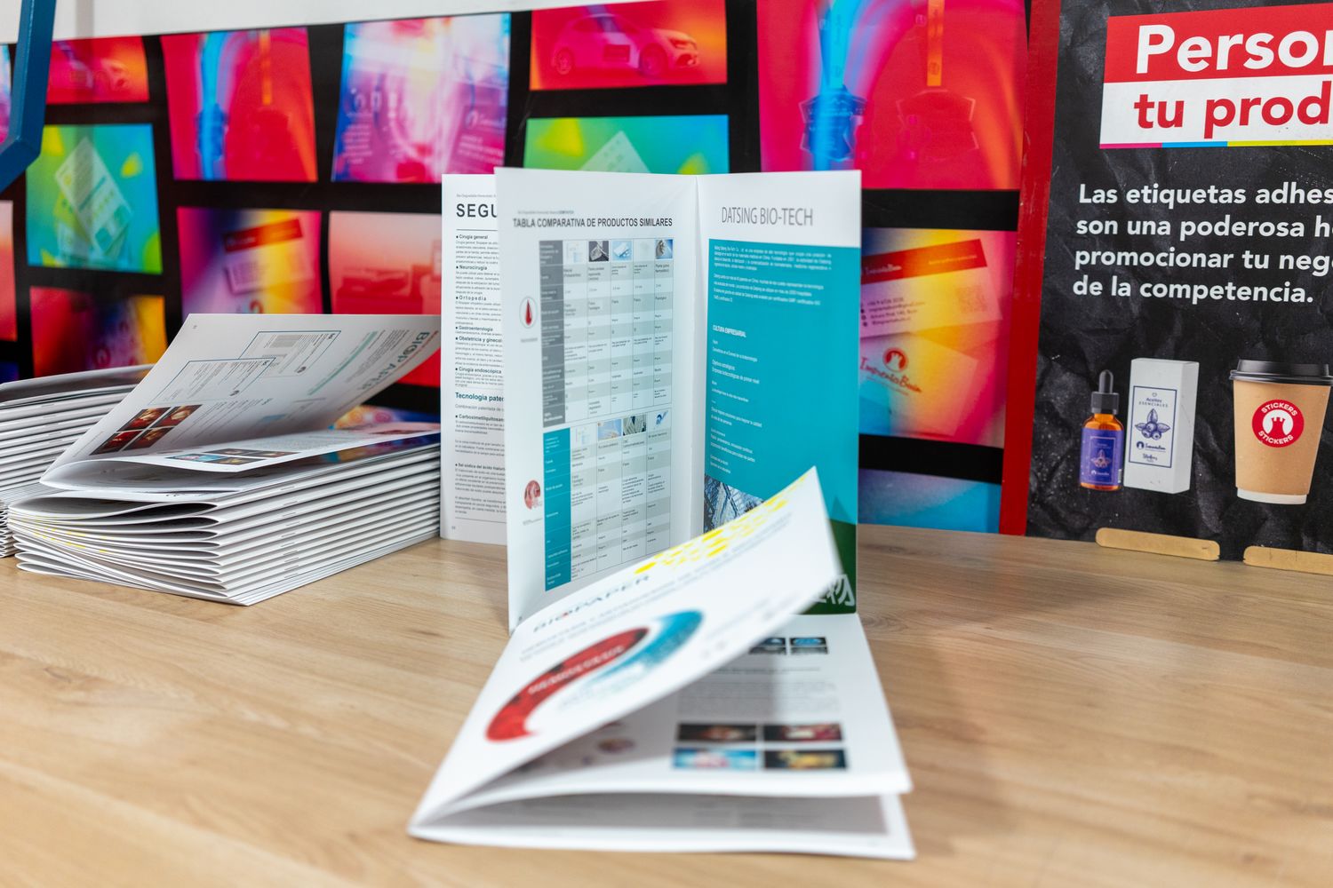 Trípticos publicitarios impresos en papel couché 170 gramos